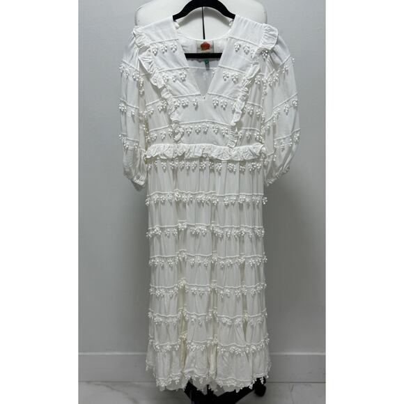 FARM RIO TIERED PUFFED-SLEEVE MIDI-DRESS - Picture 5 of 6